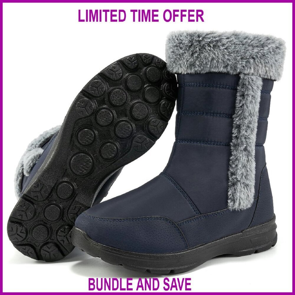 Waterproof Mid Calf Winter Boots Women's Snow Boots Fur Lined